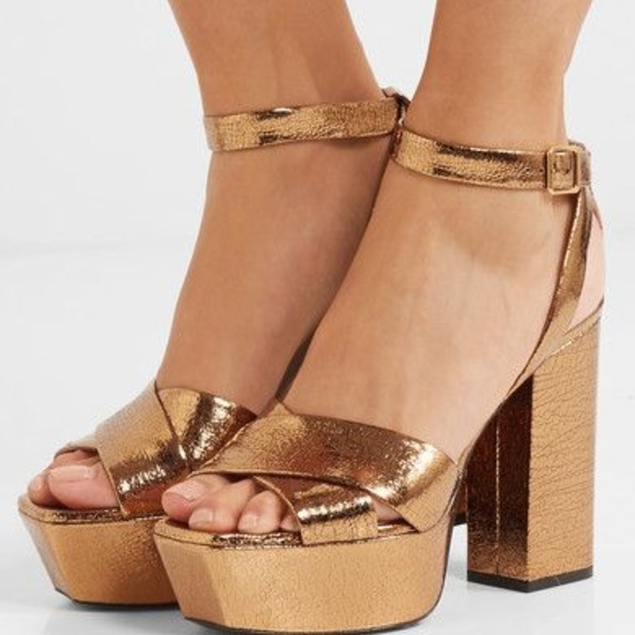 Yves Saint Laurent Shoes - SOLD Saint Laurent Bronze/Gold Leather Platforms